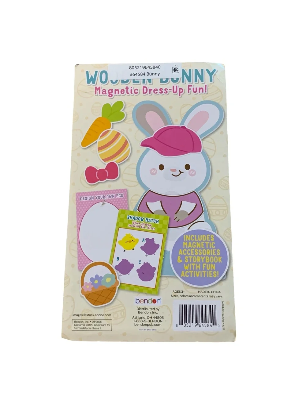 Bendon Wooden Bunny Magnetic Dress-Up Fun with 10 Magnetic Pieces and Storybook